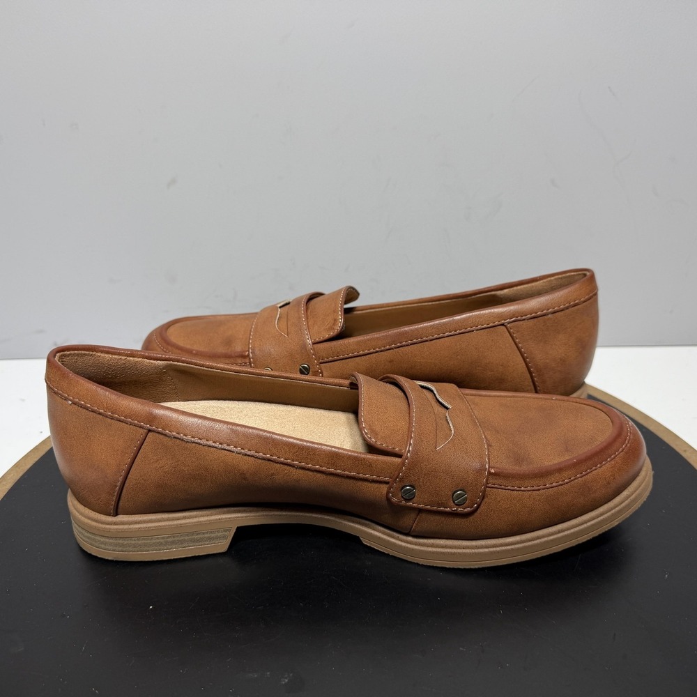 Dr Scholls Hello Loafer Women 9.5 Penny Slip On Studded Brown Business Casual - Picture 7 of 12